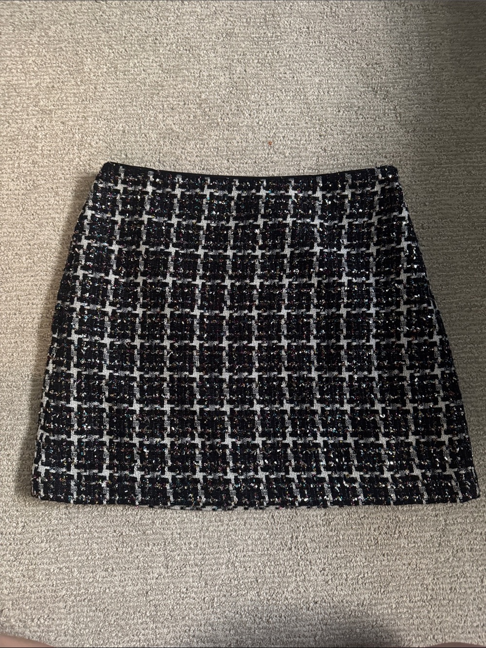 LOFT Black and White Tweed Mini Skirt